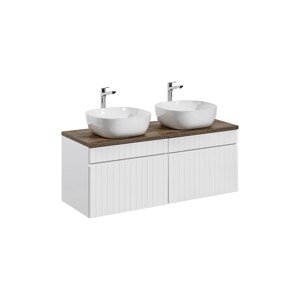 Závěsná skříňka Iconic Smile s deskou a umyvadlem 160 cm bílá/dub santa fe vintage