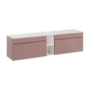 Závěsná skříňka pod umyvadlo Iconic s deskou 180 cm růžová/bílá