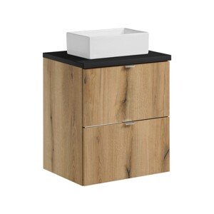 Závěsná skříňka Nova Oak Gaja I s deskou a umyvadlem 50 cm dub coast evoke/černá