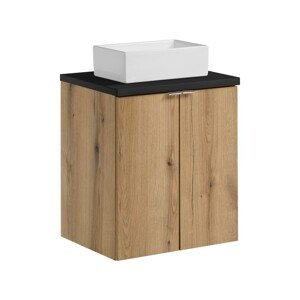 Závěsná skříňka Nova Oak Gaja II s deskou a umyvadlem 50 cm dub coast evoke/černá