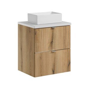 Závěsná skříňka Nova Oak Gaja I s deskou a umyvadlem 50 cm dub coast evoke/bílá
