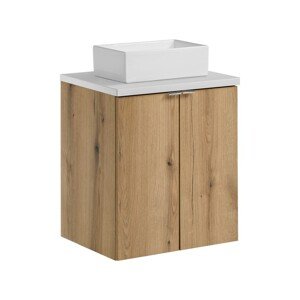 Závěsná skříňka Nova Oak Gaja II s deskou a umyvadlem 50 cm dub coast evoke/bílá