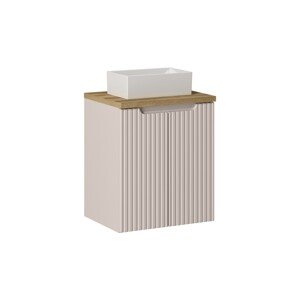 Závěsná skříňka Nova Cashmere Gaja I s deskou a umyvadlem 50 cm kašmírová/dub evoke