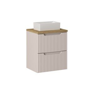Závěsná skříňka Nova Cashmere Gaja II s deskou a umyvadlem 50 cm kašmírová/dub evoke
