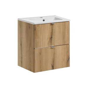 Závěsná skříňka Nova Oak Dance I se zápustným umyvadlem 50 cm dub evoke/bílá