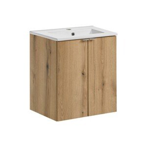 Závěsná skříňka Nova Oak Dance II se zápustným umyvadlem 50 cm dub evoke/bílá