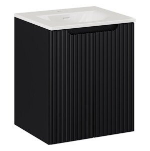 Závěsná skříňka Nova Black II se zápustným umyvadlem 50 cm černá/bílá