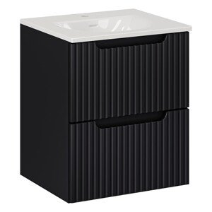 Závěsná skříňka Nova Black I se zápustným umyvadlem 50 cm černá/bílá