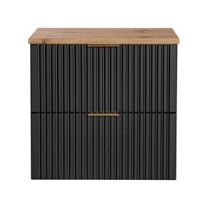 Závěsná skříňka pod umyvadlo Casad s deskou 60 cm černá/dub wotan