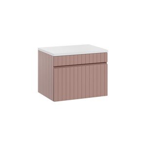 Závěsná skříňka pod umyvadlo Iconic s deskou 60 cm růžová/bílá