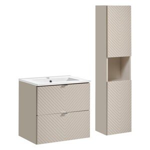 Koupelnová sestava Viva Cashmere I s deskou, zápustným umyvadlem a skříňkami 60 cm kašmírová