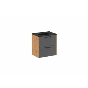 Závěsná skříňka Madera se zápustným umyvadlem 60 cm grafitová/dub artisan