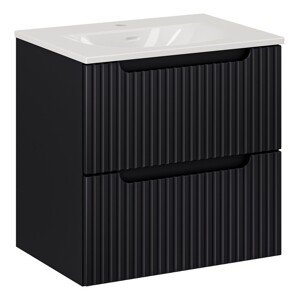 Koupelnová skříňka Nova Black II Sky se zápustným umyvadlem 60 cm černá/bílá