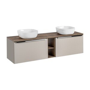 Závěsná skříňka SantaFe Smile s deskou a umyvadlem 180 cm taupe/dub santa fe vintage