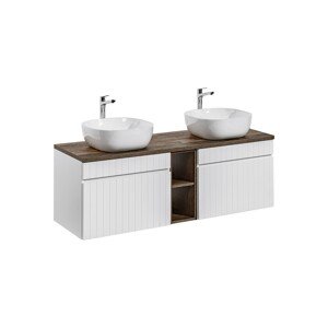 Závěsná skříňka Iconic Smile s deskou a umyvadlem 180 cm bílá/dub santa fe vintage