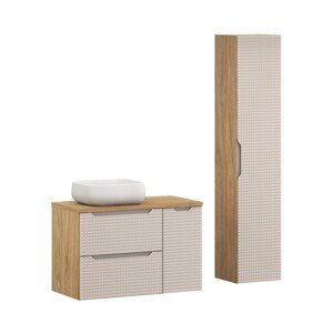 Koupelnová sestava Luxor Beige 90 cm s umyvadlem a skříňkami béžová/dub olejovaný