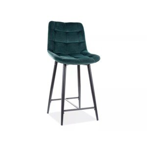Sametová barová židle CHIC 90 cm tmavě zelená