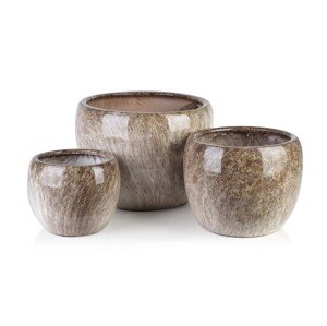 Sada 3 obalů na květináče Neva Marble mramorová/hnědá