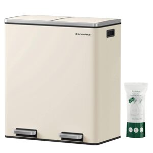 Odpadkový koš s víkem JORDAN 2x30 l krémový