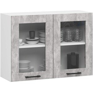 Závěsná kuchyňská skříňka OLIVIE W 80x58 cm matná bílá/beton