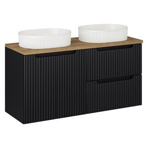 Závěsná skříňka Nova Black Beyond s deskou a umyvadlem 120 cm černá/dub evoke
