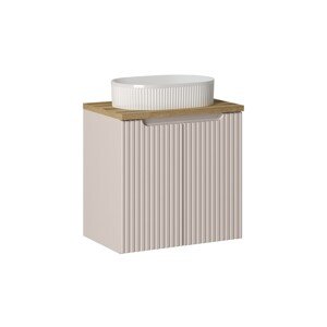 Závěsná skříňka Nova Cashmere Beyond I s deskou a umyvadlem 60 cm kašmírová/dub evoke