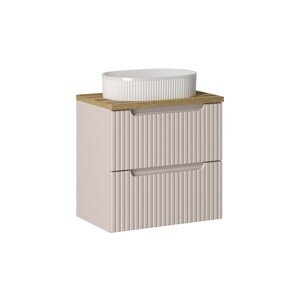 Závěsná skříňka Nova Cashmere Beyond II s deskou a umyvadlem 60 cm kašmírová/dub evoke