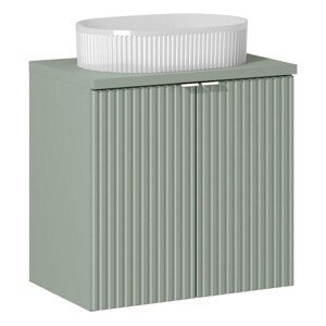 Závěsná skříňka Line Reed Green Beyond s deskou a umyvadlem 60 cm zelená