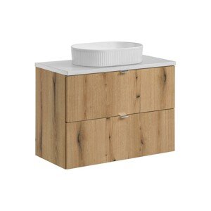 Závěsná skříňka Nova Oak Beyond s deskou a umyvadlem 80 cm dub coast evoke/bílá