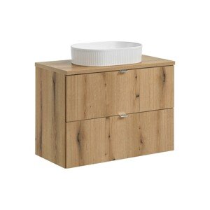 Závěsná skříňka Nova Oak Beyond s deskou a umyvadlem 80 cm dub coast evoke