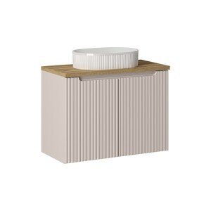 Závěsná skříňka Nova Cashmere Beyond I s deskou a umyvadlem 80 cm kašmír/dub coast evoke