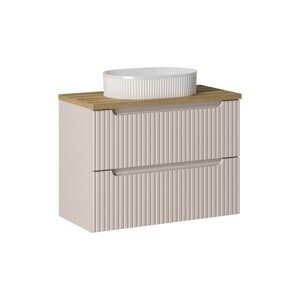 Závěsná skříňka Nova Cashmere Beyond II s deskou a umyvadlem 80 cm kašmírová/dub coast evoke