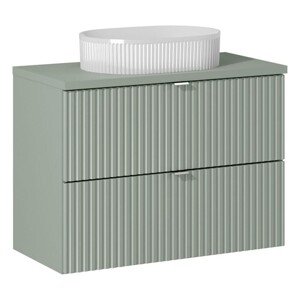 Závěsná skříňka Line Reed Green Beyond s deskou a umyvadlem 80 cm zelená