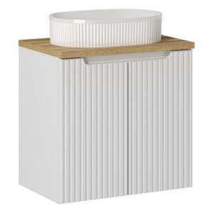 Závěsná skříňka Nova White Beyond s deskou a umyvadlem 60 cm bílá/dub evoke