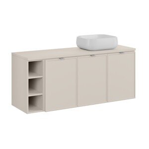 Závěsná skříňka Bella Cashmere Nika s deskou a umyvadlem 140 cm kašmírová