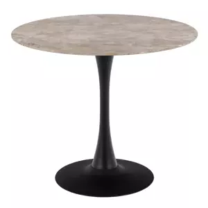 Jídelní kulatý stůl Malta 90 cm hnědá keramika/černý