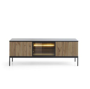TV stolek Sento s LED osvětlením 154 cm dub wotan/ černý