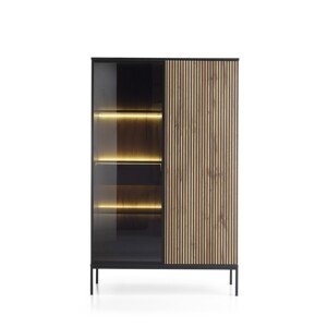 Vitrína Sento s LED osvětlením 104 cm dub wotan/černá