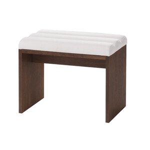Čalouněný taburet Porti 81 60 cm z masivu dub antický/světle béžový