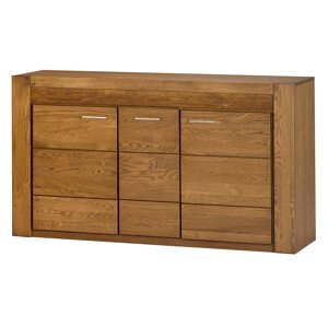 Komoda Velvet II 45 161 cm z masivu s LED osvětlením dub Rustikal