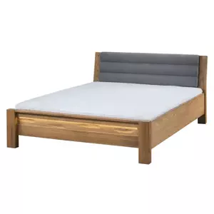 Dvoulůžková postel Velvet II 76 160x200 z masivu s LED osvětlením dub Rustikal/šedá
