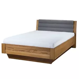Dvoulůžková postel Velvet II 74 140x200 z masivu s LED osvětlením a roštem dub Rustikal/šedá