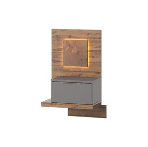 Závěsný noční stolek Livorno 68 s LED osvětlením levý dub Wotan/šedý