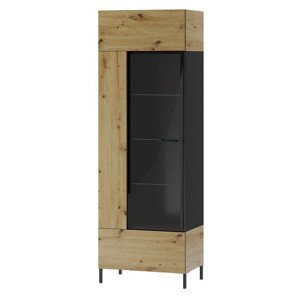 Vitrína Lucas II 10 65 cm dub Artisan/černá