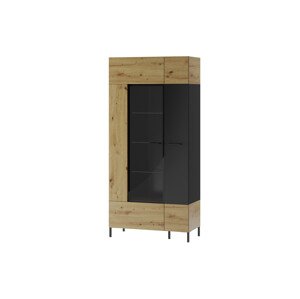 Vitrína Lucas II 12 90 cm dub Artisan/černá