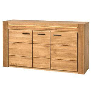 Komoda Velvet II 45 161 cm z masivu s LED osvětlením dub přírodní