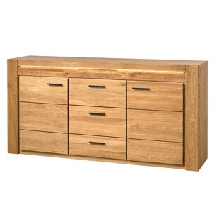 Komoda Velvet II 47 181 cm z masivu s LED osvětlením dub přírodní