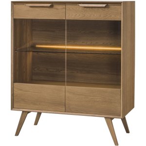 Vitrína Leo 16 II 105 cm s LED osvětlením dub Rustikal karamelový