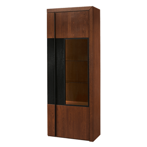 Vitrína Paris II 10 75 cm z masivu s LED osvětlením dub antický/černá