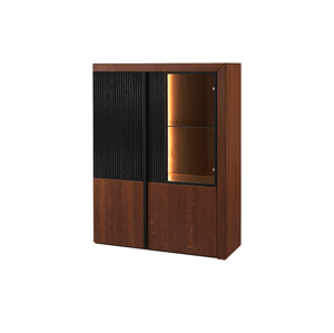 Vitrína Paris II 15 106 cm z masivu s LED osvětlením dub antický/černá